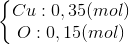 \left\{\begin{matrix} Cu:0,35(mol)\\ O:0,15(mol) \end{matrix}\right.