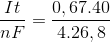 \frac{It}{nF}=\frac{0,67.40}{4.26,8}