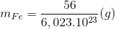 m_{Fe} = \frac{56}{6,023.10^{23}}(g)