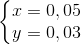 \left\{\begin{matrix} x=0,05 & \\ y=0,03& \end{matrix}\right.