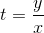 t=frac{y}{x}