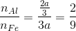 \frac{n_{Al}}{n_{Fe}} = \frac{\frac{2a}{3}}{3a}=\frac{2}{9}